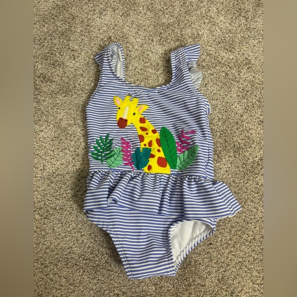 Baby Boden Striped Swimsuit with Giraffe Design Baby Bathing suit 6-9 months - Picture 2 of 8